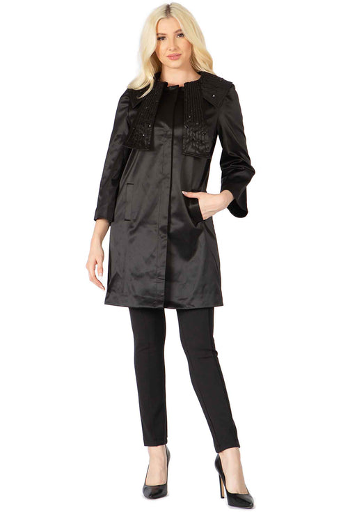 Stately Beaded Scarf Coat